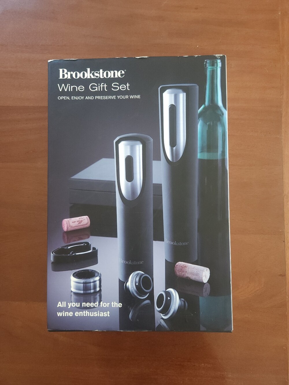 Brookstone Black and Silver Electric Wine Accessory Set